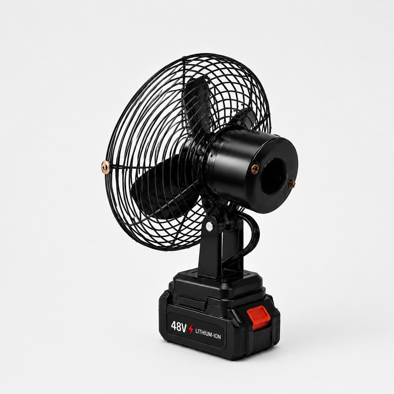 Front view of the compact metal rechargeable fan